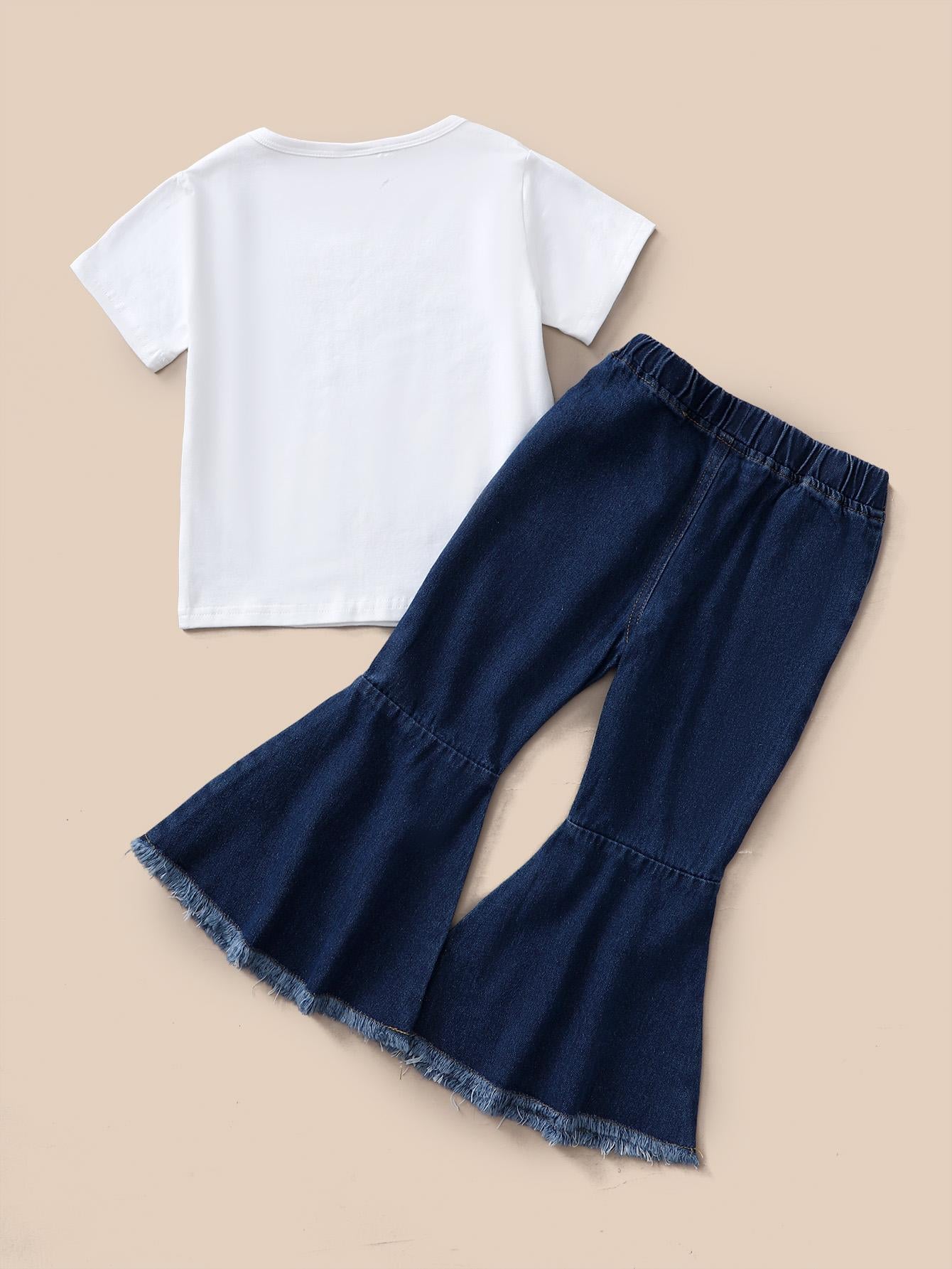 Baby Girls Clothes "ch!c" Spring Shirts Fall Bell-bottomed Pants 2Pcs Outfits White S112203451