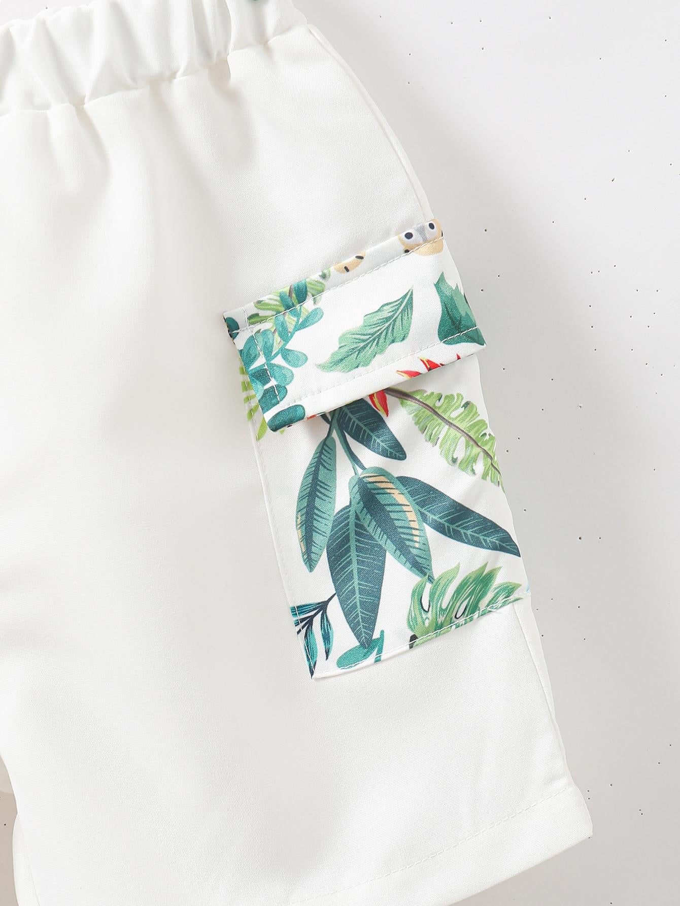 Baby Fashion Ready Stock Boys Clothes OOTD Animals Print Turn-down Collar Shirt Elastic Shorts 2Pcs Summer Outfits M623228