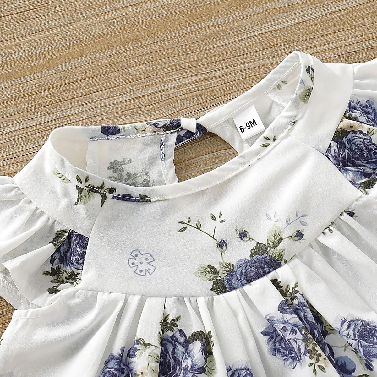 Kids fashion Girls Outfits Floral Summer Sleeveless Tops Shorts 2Pcs Clothes Set White 193431
