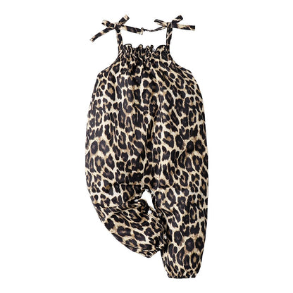 Infant Baby Girl Clothes Strap Pants Outfits Infant Baby Girl One Piece Jumpsuit Leopard Bodysuit22101109-1