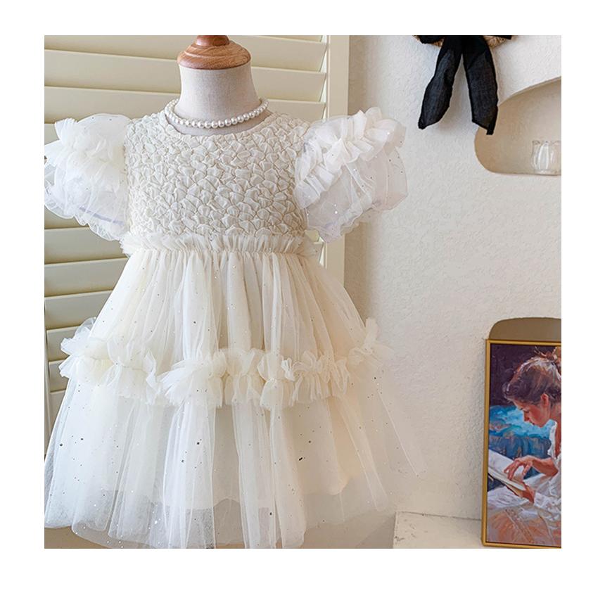 Baby Fashion Girls Princess Dress Bubble Sleeved Fluffy Summer Sweet Dress A23001