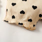 Kids fashion Girls Outfits Summer Straps Heart Print Tops Shorts 2Pcs OOTD Apricot 12110056