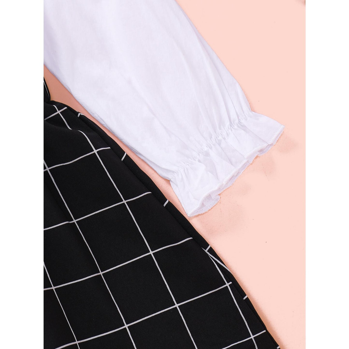 Baby Girl Clothes Baby Girl Outfits Long Sleeve Shirt Top Black Plaid Suspender Skirt 2PCS Outfits  Baby Girl Outfits WL20071289