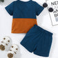 Kids Fashion Boys Clothes OOTD Splice Pocket Shirt Shorts 2Pcs Outfits 212211009