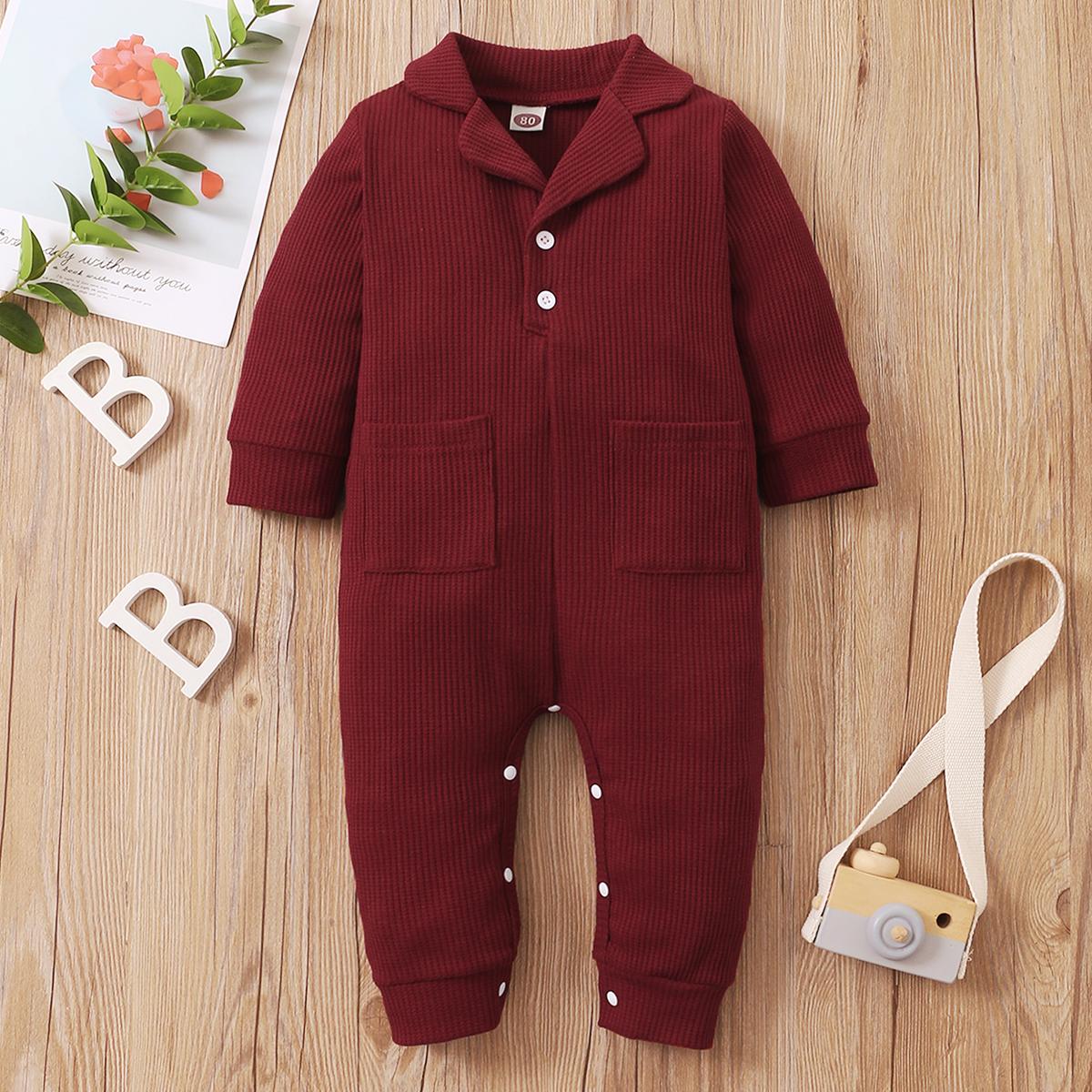 Baby Boys Romper Pocket One Piece Jumpsuit Red 22106304