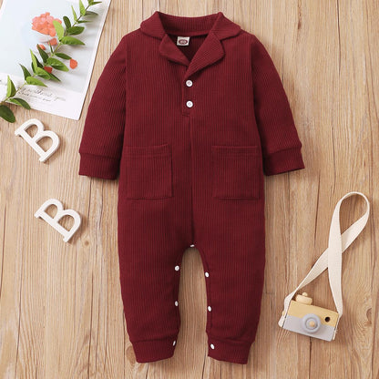 Baby Boys Romper Pocket One Piece Jumpsuit Red 22106304