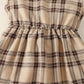 Baby Girls Outfits Short Style Coat Plaid Sleeveless Dress 2Pcs Clothes Set Apricot 222206312-2
