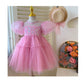 Baby Girls' Korean Princess Dress Summer Bubble Sleeves Sweet Fairy Dress PinkYN23003