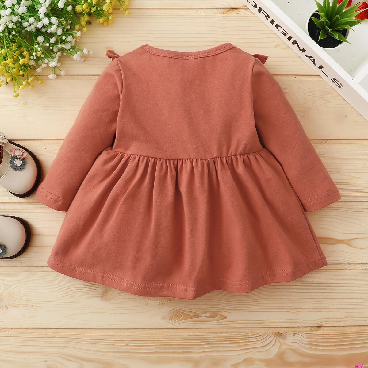 Newborn Baby Girl Clothes Baby Girl Dress Ruffle Long Sleeve Dress Infant Baby Girl Casual Dress L2007151-1