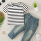 kids Boys Clothes kids Outfits Stripe Tops Ready Stock Deimin Pants 2PCS SL202303101