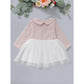 Newborn Baby Girl Clothes Baby Girl Dress Lapel Long Sleeve Dress Plaid Dress Baby Girl Tulle Dress Pink WL20081385