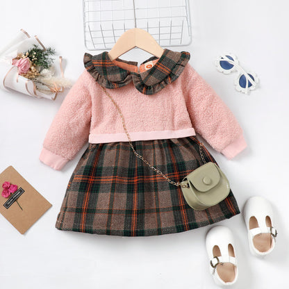 Kid Clothes Girl Clothes Doll Collar Plaid Dress 200953