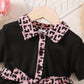 Ready Stock Kids Fashion Girls Dress Turn-down Collar Fashion Pattern Summer Dress Elastic Bow One Piece Party Dress Black 122212308