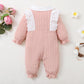 Baby Girls Romper Doll Collar Bodysuit Single Breasted Design One Piece Winter Jumpsuit Pink BL22110897