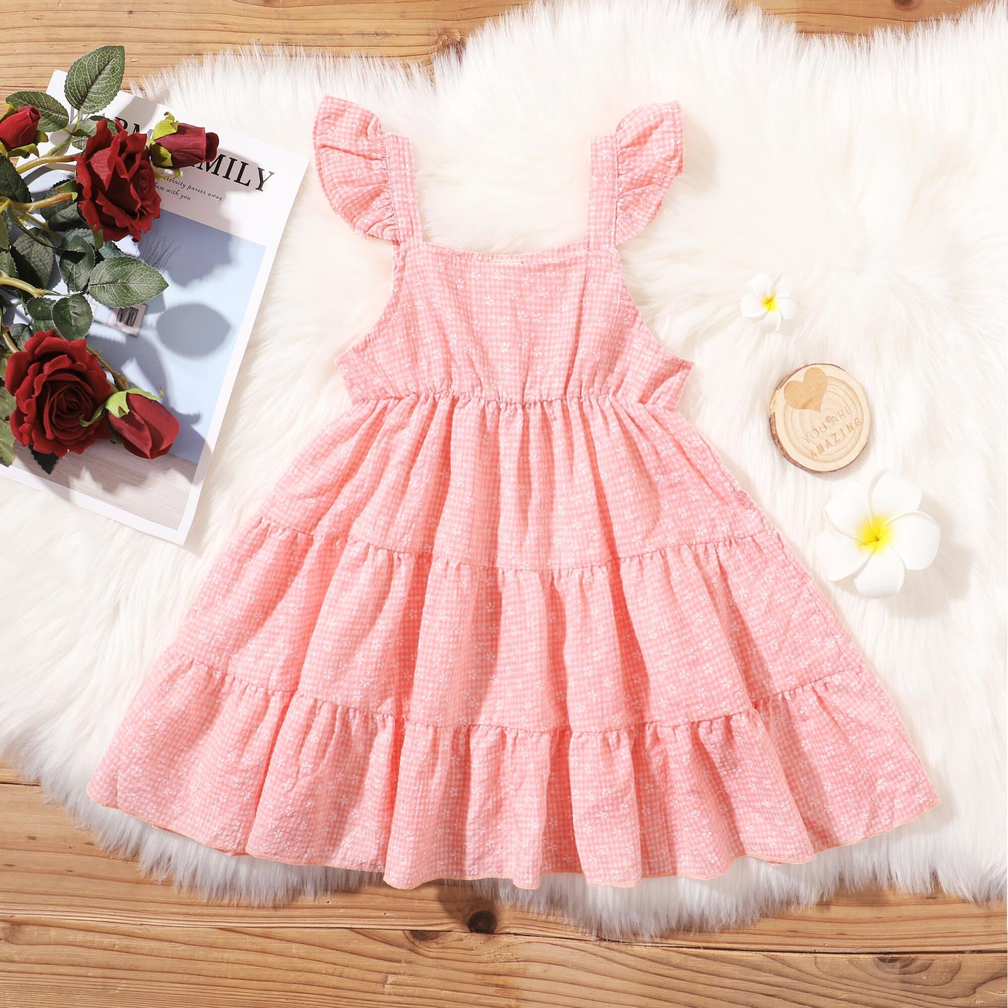 Toddler Baby Girl Clothes Baby Girl Dress Sleeveless Suspender Dress Girls Summer Dress Pink 193270