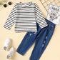 kids Boys Clothes kids Outfits Stripe Tops Ready Stock Deimin Pants 2PCS SL202303101