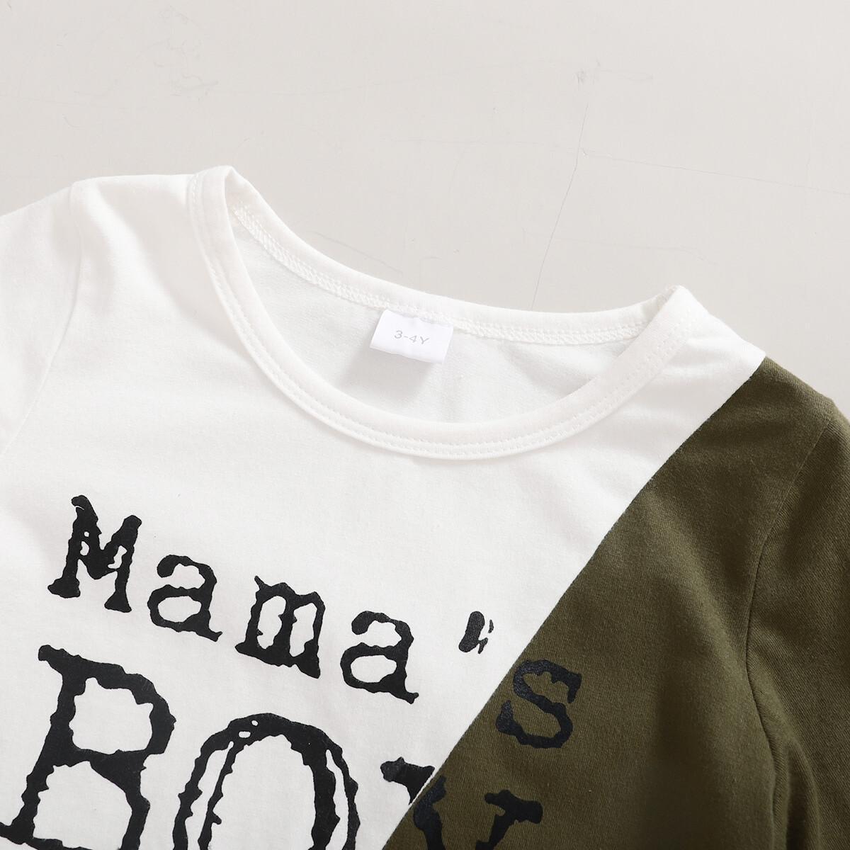 Baby Boy Clothes Baby Boys 2PCS Outfits Letter Print Long Sleeve Round Neckline Tops Ripped Pants Set Green 22105781