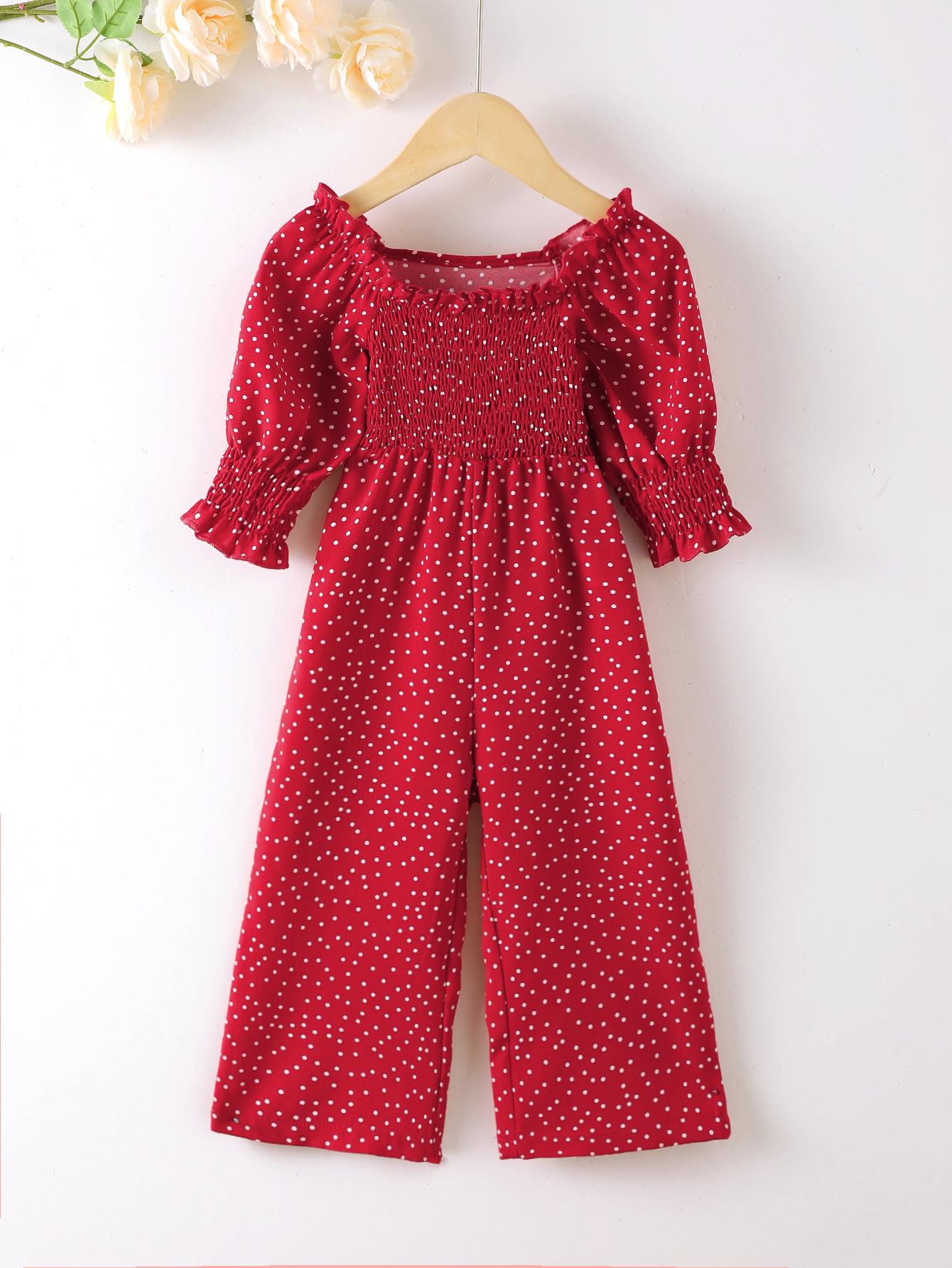 Jumpsuit For Baby Girls Bubble Sleeve Wave Point One Piece Green Little Girls ZX-221Y057