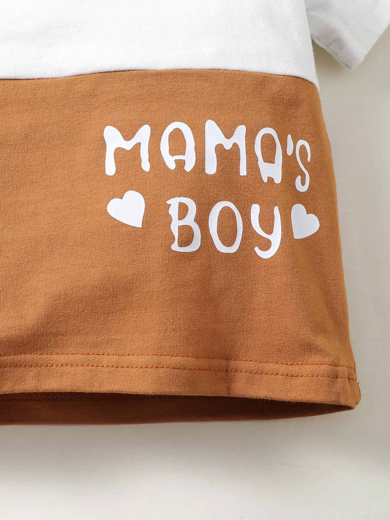 Baby Boys Outfits Letter Print Splice Shirts Shorts 2PCS Clothes Set Black SH-303-3