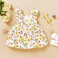 Baby Girls Clothes Sleeveless Floral Print Dress Headband 2Pcs Outfits Yellow SH2005172-1