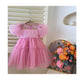 Baby Girls' Korean Princess Dress Summer Bubble Sleeves Sweet Fairy Dress PinkYN23003