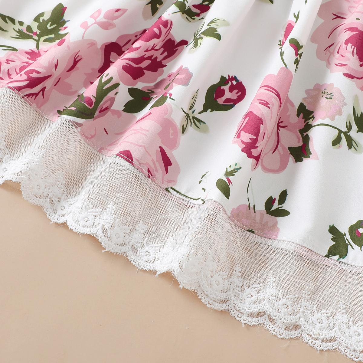 Baby Clothes Baby Girl Pink Floral Ruffle Short Sleeve Dress 212111338
