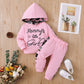 Baby Clothes Baby Outfits Text Print Hoodie Pants 2PCS Black Suit MIO32109001