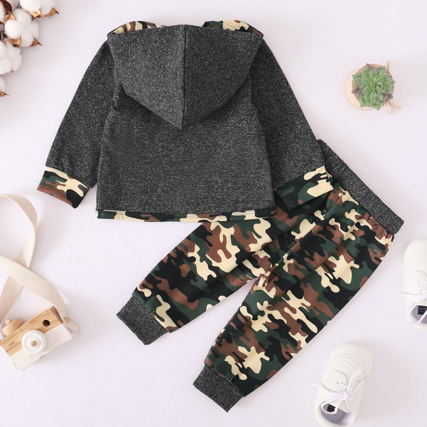 Baby Clothes Baby Outfits Camouflage Print Hoodie Pants 2PCS Black Suit 32108616