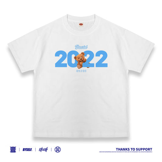 Customized T-shirt Ice Cotton, Matching Outfits, Year of birth bear pattern, Child and adult sizes, Whatever Design You Want220710