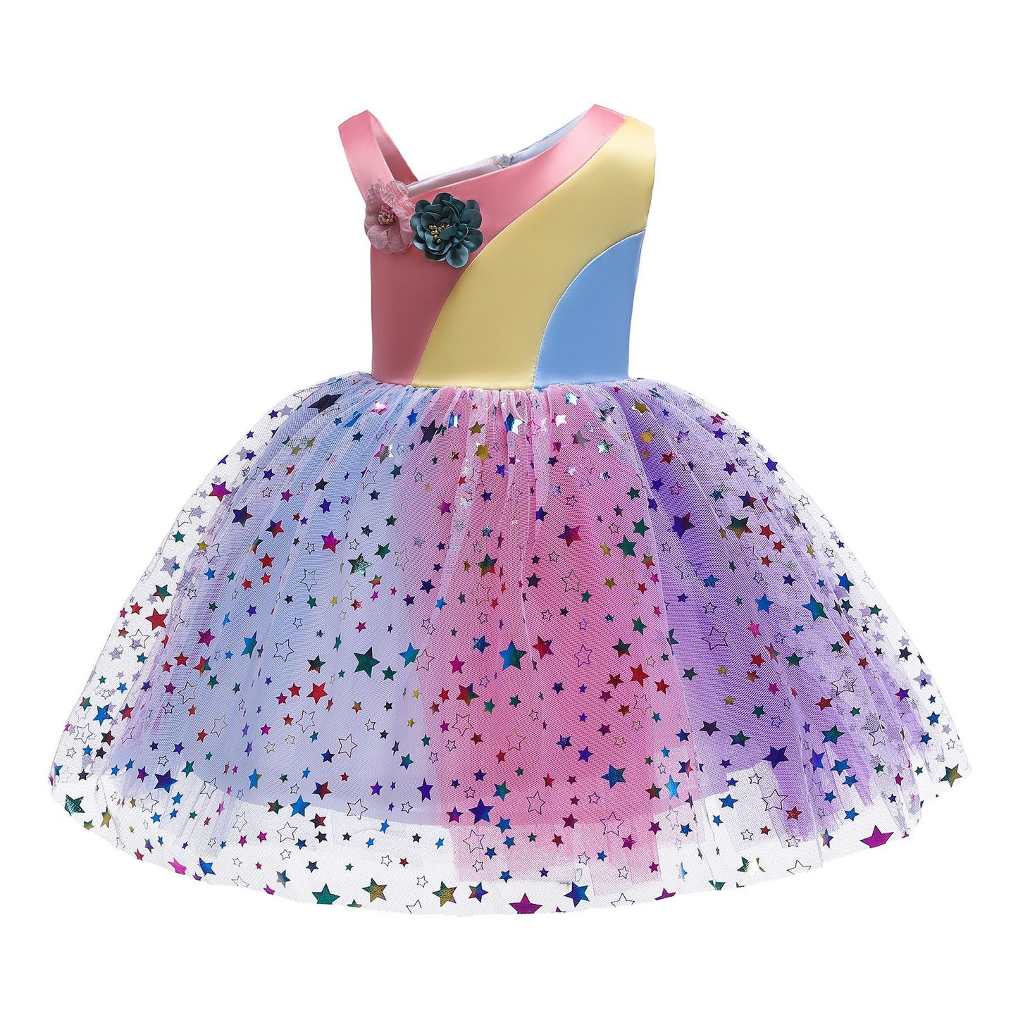 Girls Dress Children Baby Rainbow Mesh Skirt Girls Princess Dress3217
