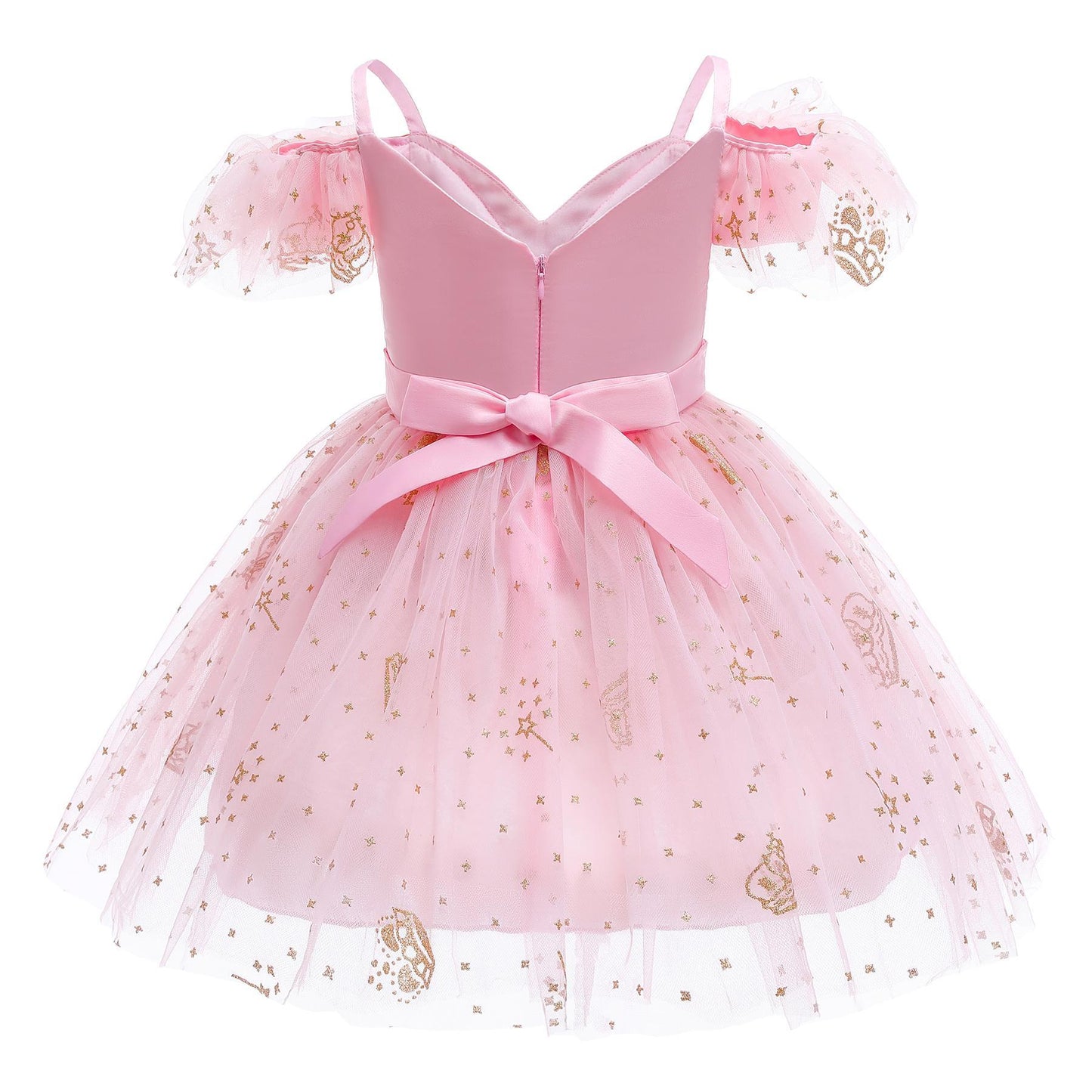 Girls Dress Children's Wear Pink Crown Sequin Princess Dress Mesh Catwalk Dress Dress 8277