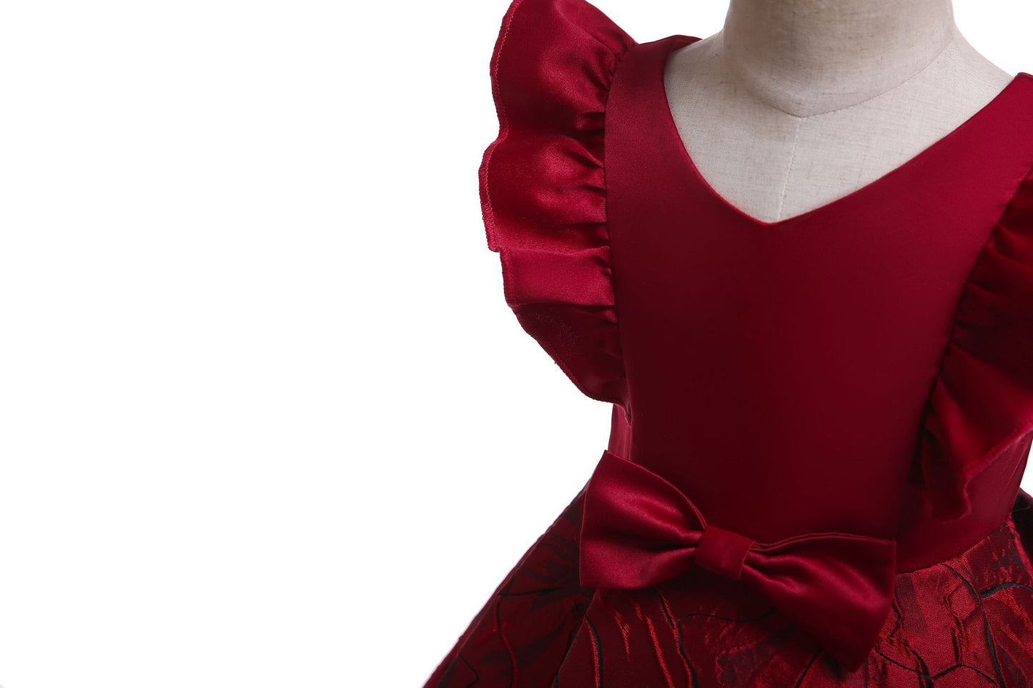 Princess Dress For Girls Bow Sleeveless V Neck Dress Performance One Piece Party Dress 3184