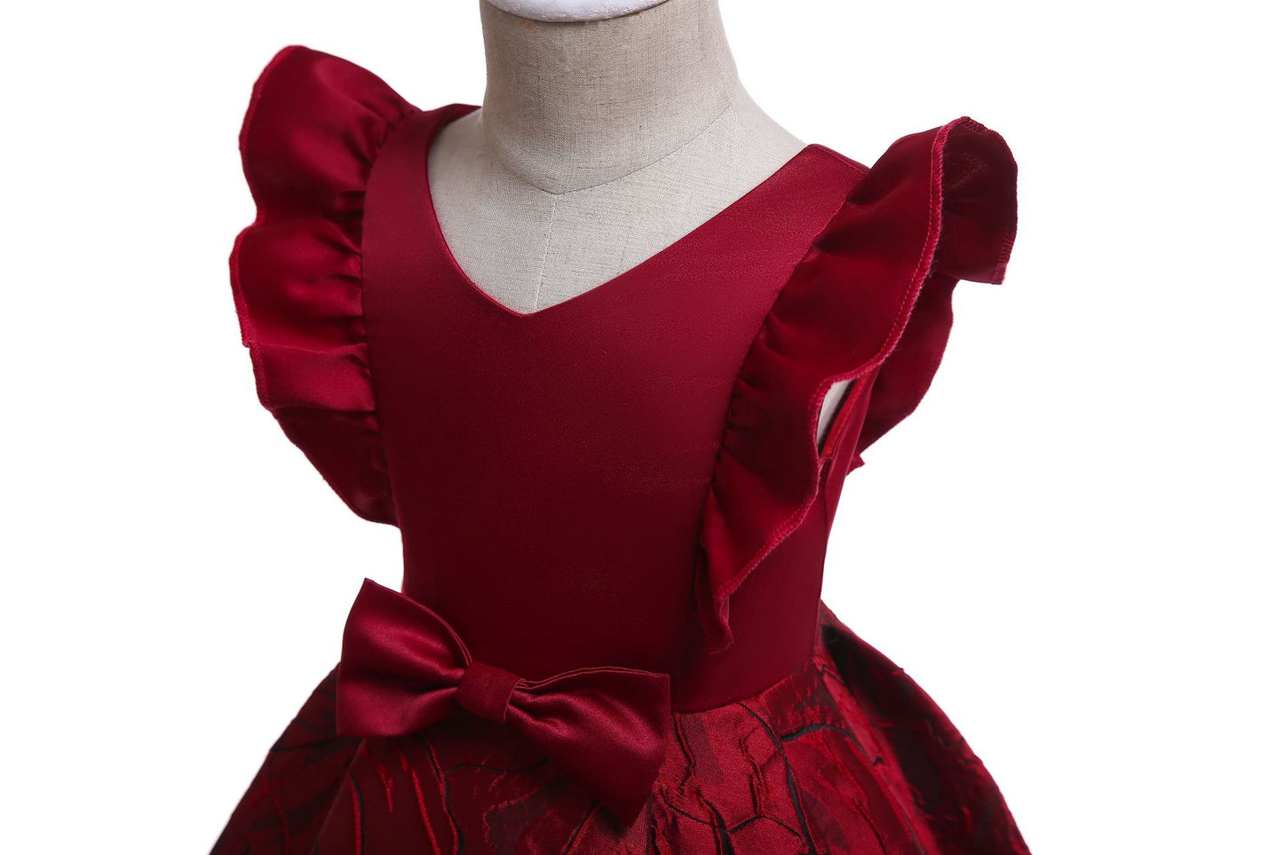 Princess Dress For Girls Bow Sleeveless V Neck Dress Performance One Piece Party Dress 3184