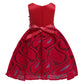 Princess Dress For Little Girls Embroidery Bow Long Sleeve Winter Performance One Piece Party Dress Pink 3182