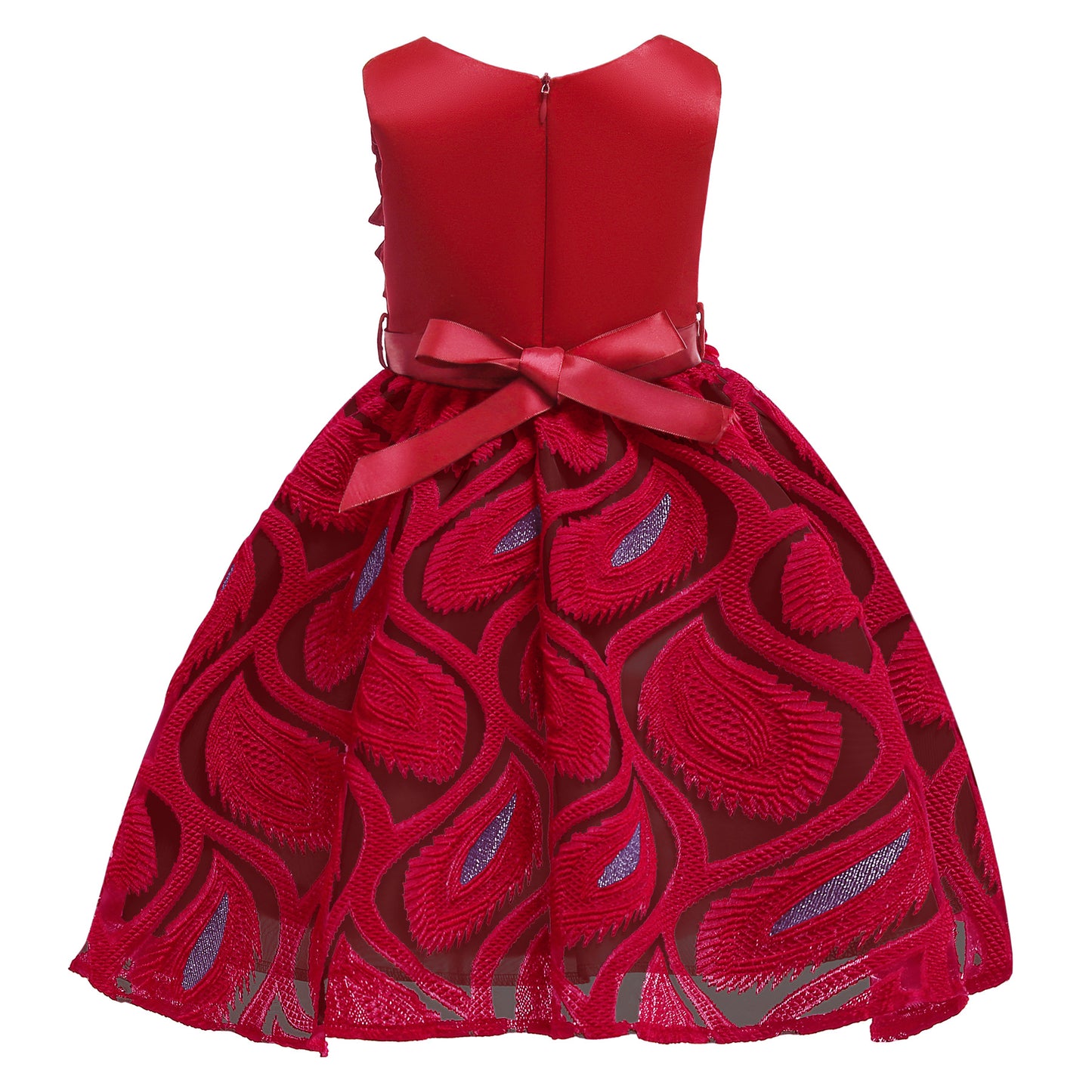 Princess Dress For Little Girls Embroidery Bow Long Sleeve Winter Performance One Piece Party Dress Pink 3182