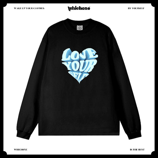 Customized Long Sleeve Round Neckline, three-dimensional heart pattern, black, white, pure cotton, matching outfits, whatever design you wantDZ2226