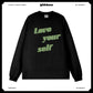 Customized Long Sleeve Round Neckline, fuzzy English pattern, black, white, pure cotton, matching outfits, whatever design you wantDZ2230