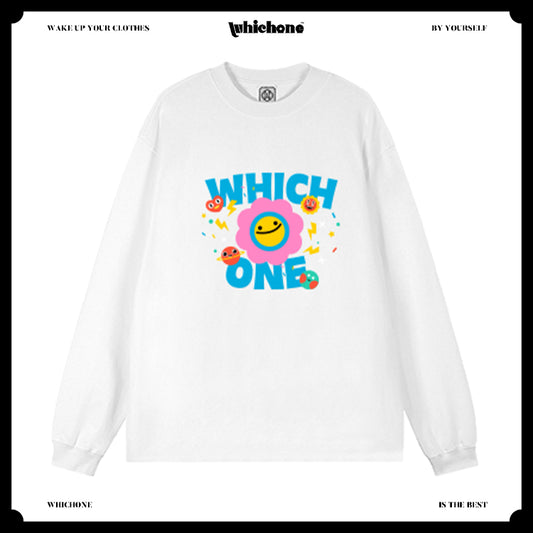 Customized Long Sleeve Round Neckline, cute sun flower pattern, black, white, pure cotton, matching outfits, whatever design you wantDZ2232