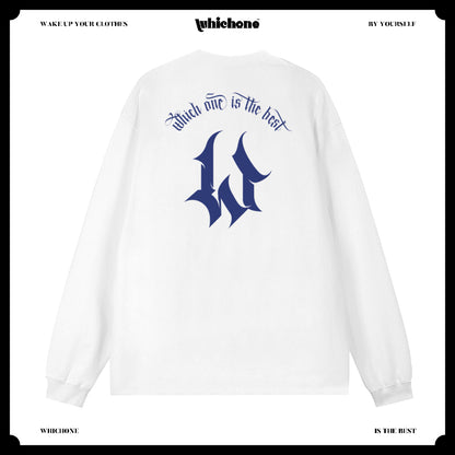 Customized Long Sleeve Round Neckline, gothic alphabet, black, white, pure cotton, matching outfits, whatever design you wantDZ2222
