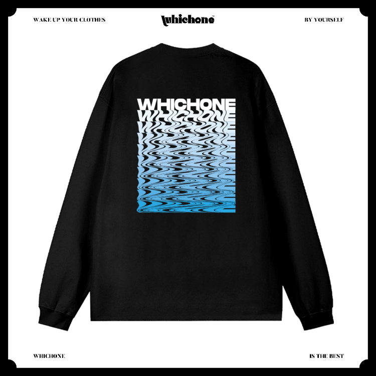 Customized Long Sleeve Round Neckline, Gradient fluid English pattern, black, white, pure cotton, matching outfits, whatever design you wantDZ2229