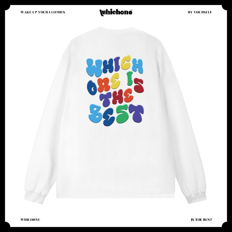 Customized Long Sleeve Round Neckline, cute colorful letters, black, white, pure cotton, matching outfits, whatever design you wantDZ2221