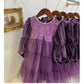 Baby Girls Dress Long Sleeve Princess Gauze One Piece Winter Dress Purple 800030