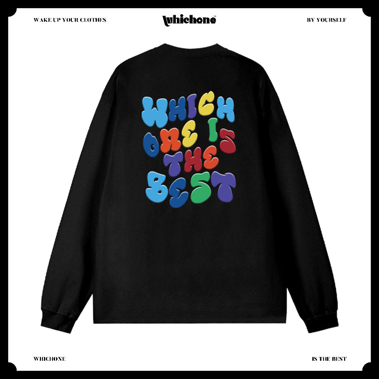 Customized Long Sleeve Round Neckline, cute colorful letters, black, white, pure cotton, matching outfits, whatever design you wantDZ2221