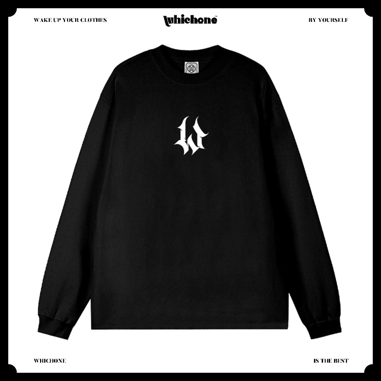 Customized Long Sleeve Round Neckline, gothic alphabet, black, white, pure cotton, matching outfits, whatever design you wantDZ2222