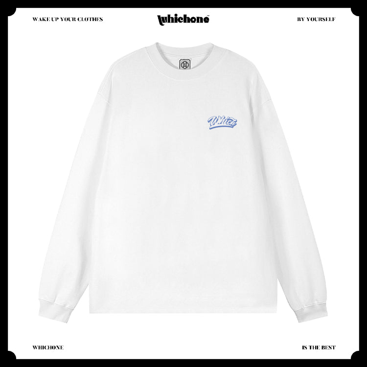 Customized Long Sleeve Round Neckline, Gradient fluid English pattern, black, white, pure cotton, matching outfits, whatever design you wantDZ2229