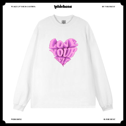 Customized Long Sleeve Round Neckline, three-dimensional heart pattern, black, white, pure cotton, matching outfits, whatever design you wantDZ2226