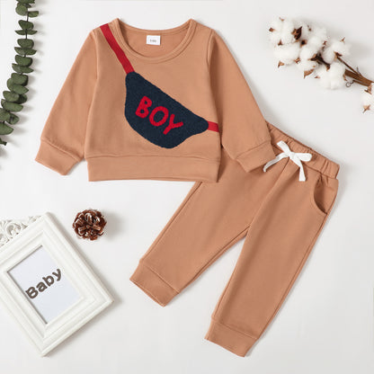 Baby Clothes Baby Outfit Long Sleeve Brown Print Pants 2PCS 232206156