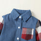 Baby Boys Clothes Plaid Print Turn Down Collar Shirt 1Pcs Gentle Outfits Blue Red Plaid 232206007