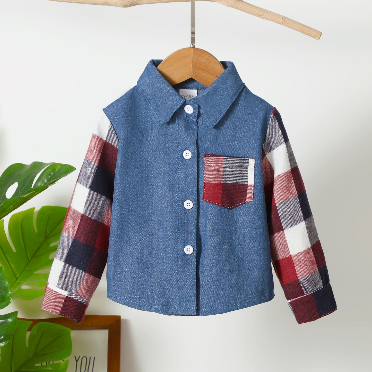 Baby Boys Clothes Plaid Print Turn Down Collar Shirt 1Pcs Gentle Outfits Blue Red Plaid 232206007