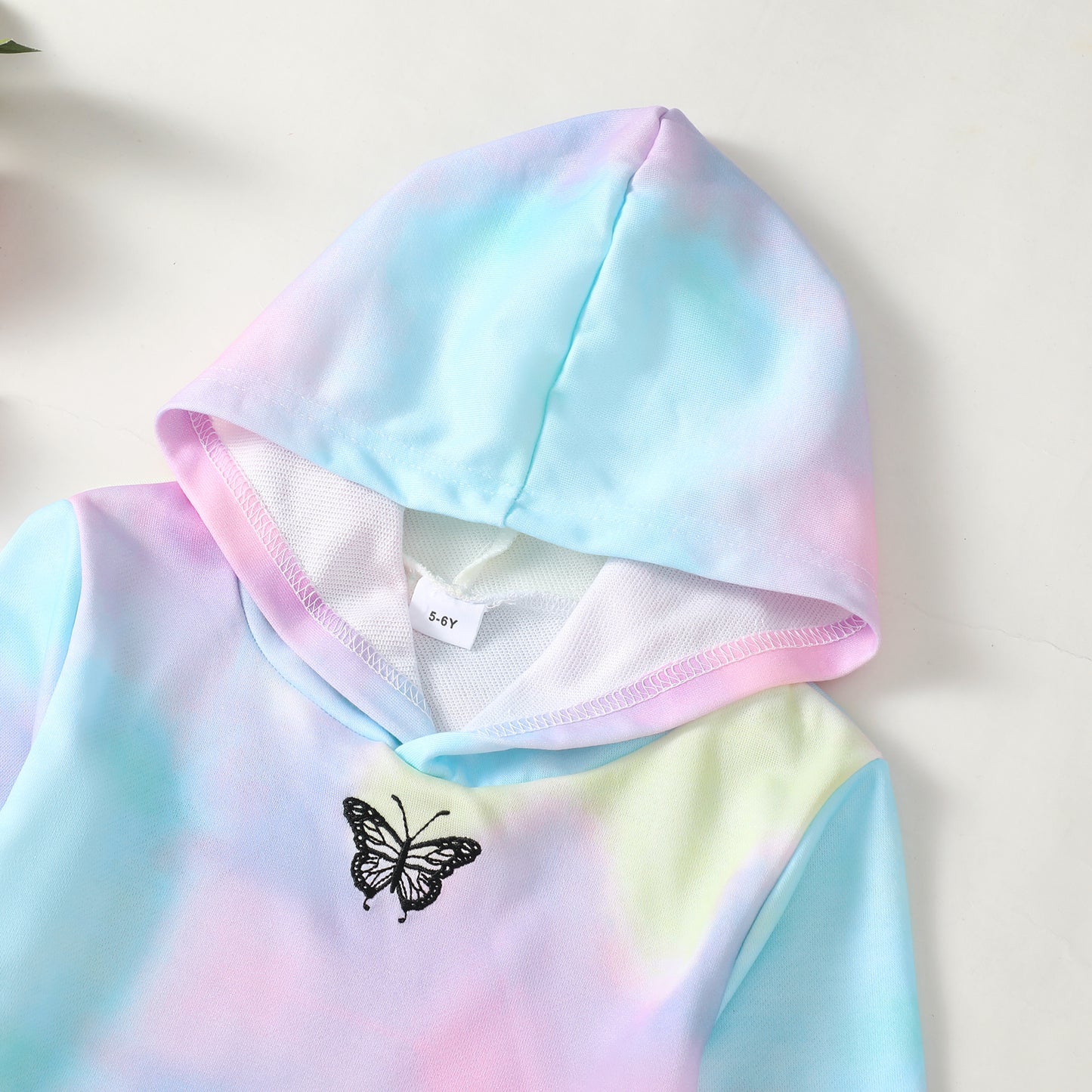Baby Clothes Baby Outfits Multicolor Butterfly Print Hoodie Pants 2PCS Black Suit 132206013